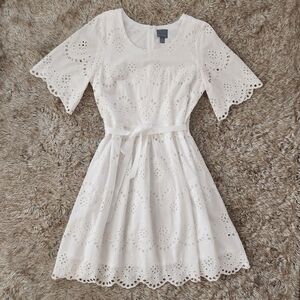 Rabbit Rabbit Rabbit‎ Designs Short Sleeve Eyelet Lace Dress White Women's 16